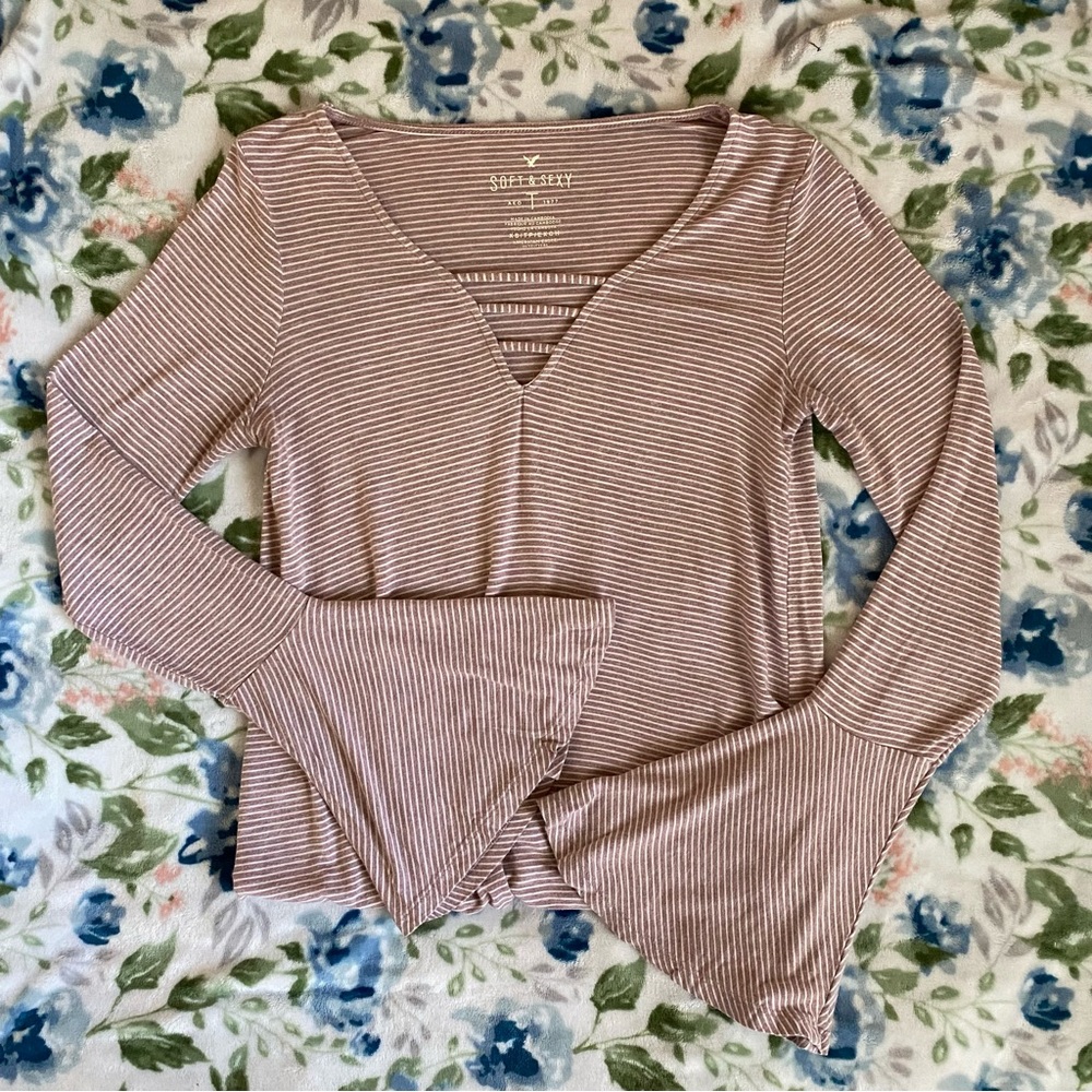 AE Soft & Sexy Striped Bell Long Sleeve